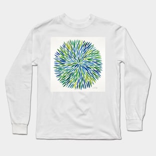 Blue Water Color Burst Long Sleeve T-Shirt